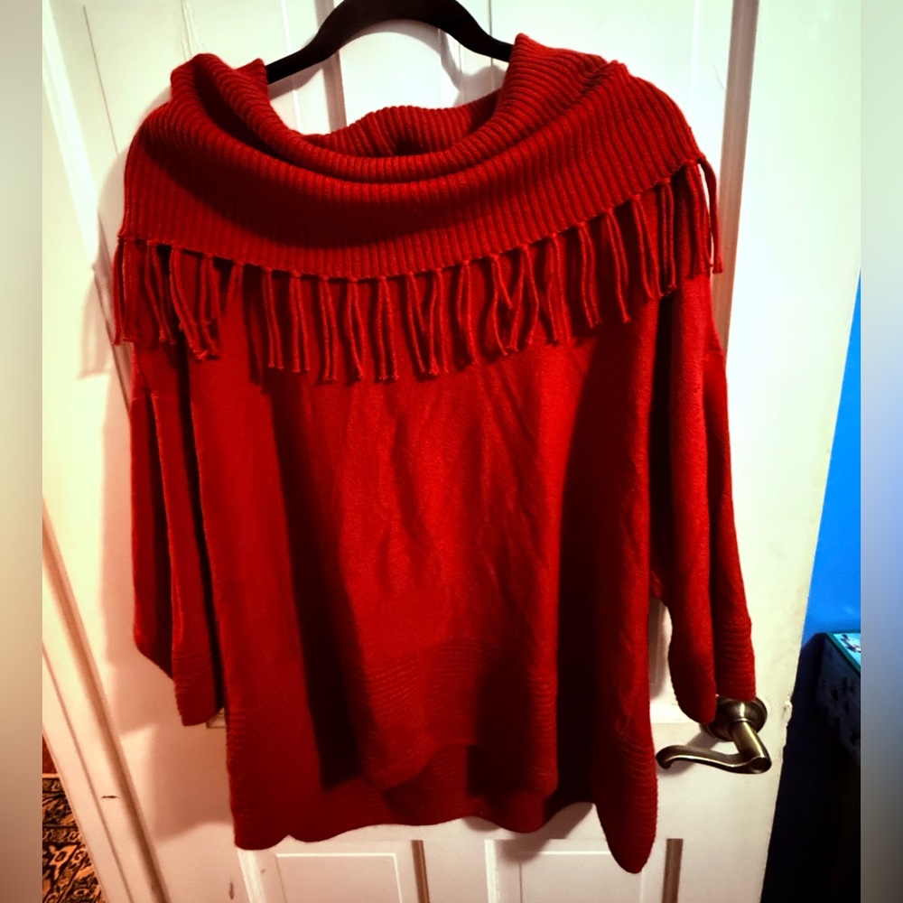 Chico's Vibrant Red Cowl Neck Sweater